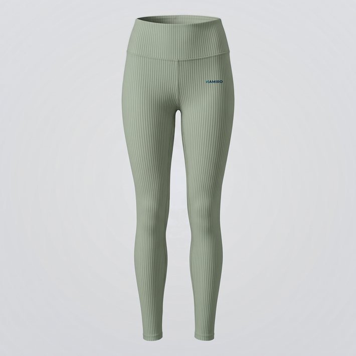 Leggings in Salbei mit gedruckter Rippstrick-Optik, für Spa und Yoga (KI-generiert)